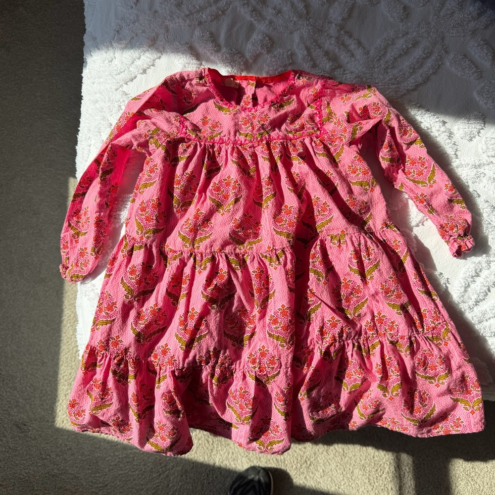 Charming Pink Floral Kids Casual Dress
